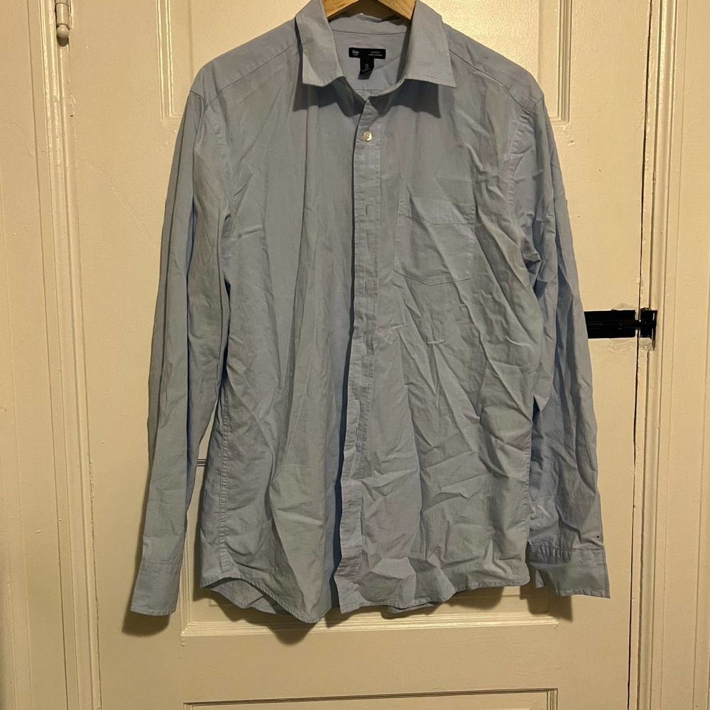 𝅺GAP black Blue White classic fit cotton button down L